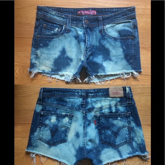 LEVIS Bleached Tie Dye Boho SUPERLOW Summer Beach Cut Off Jean Shorts Sz 30 - Picture 12 of 14